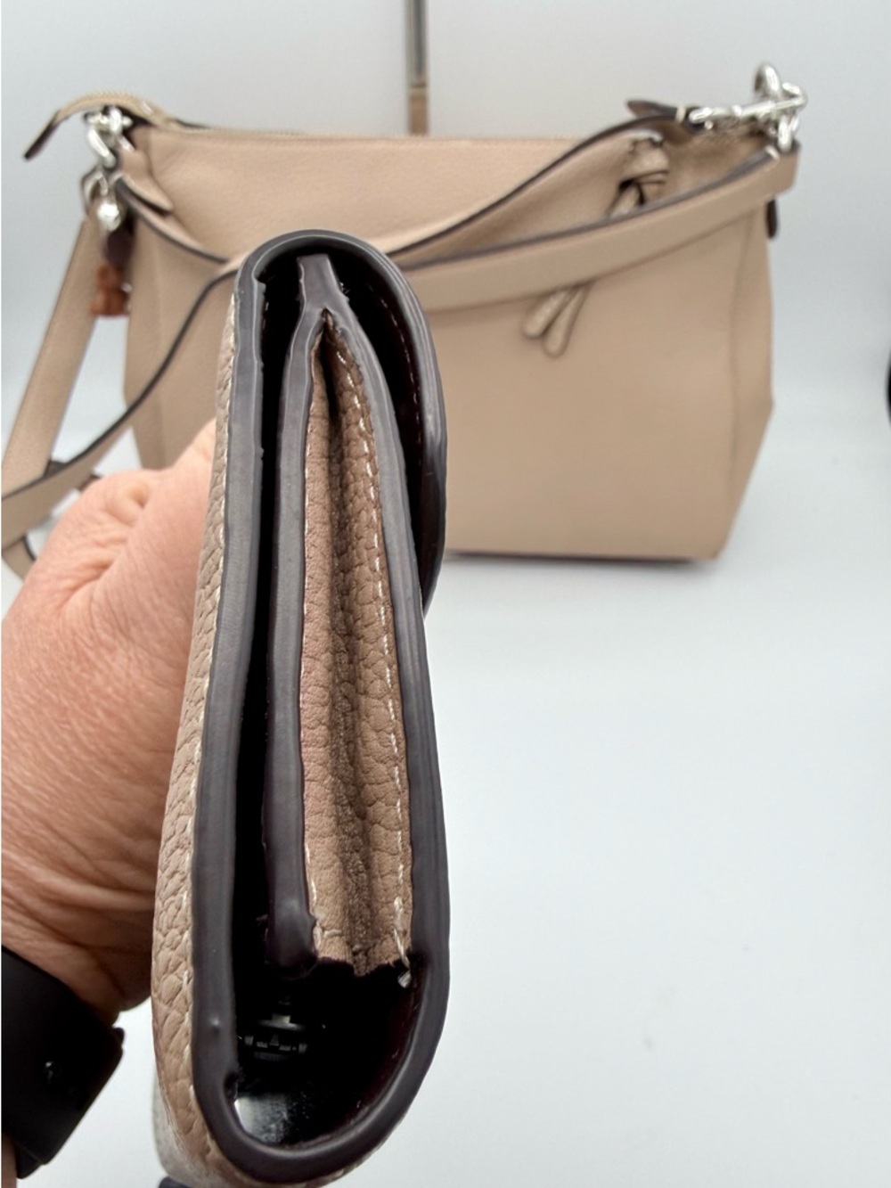 Coach Tabby Long Wallet  Taupe Pebble Leather - Picture 6 of 9